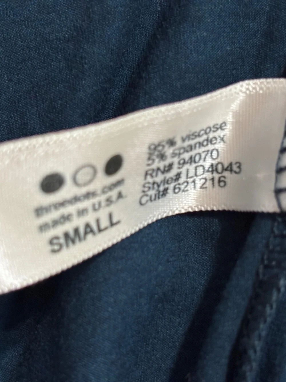 Three Dots Marine Blue Split Back Top-Size S - Picture 3 of 3
